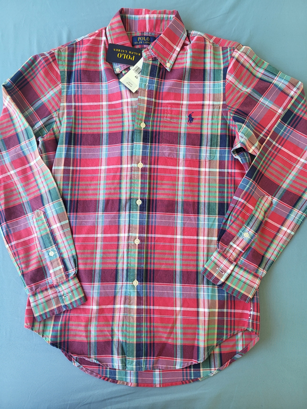 Polo by Ralph Lauren Red & Green Plaid Cotton Button-Down